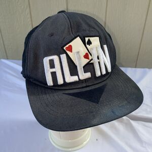 ALL IN Poker Texas HOLD'EM Flat Bill SNAPBACK Cap BLACK